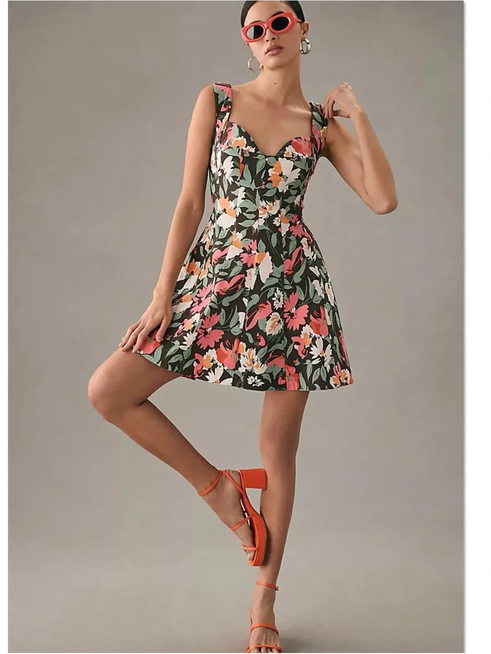 Anthropologie Sweetheart Floral Mini Dress Black Medium NWT Weekend Garden Party - Picture 2 of 15